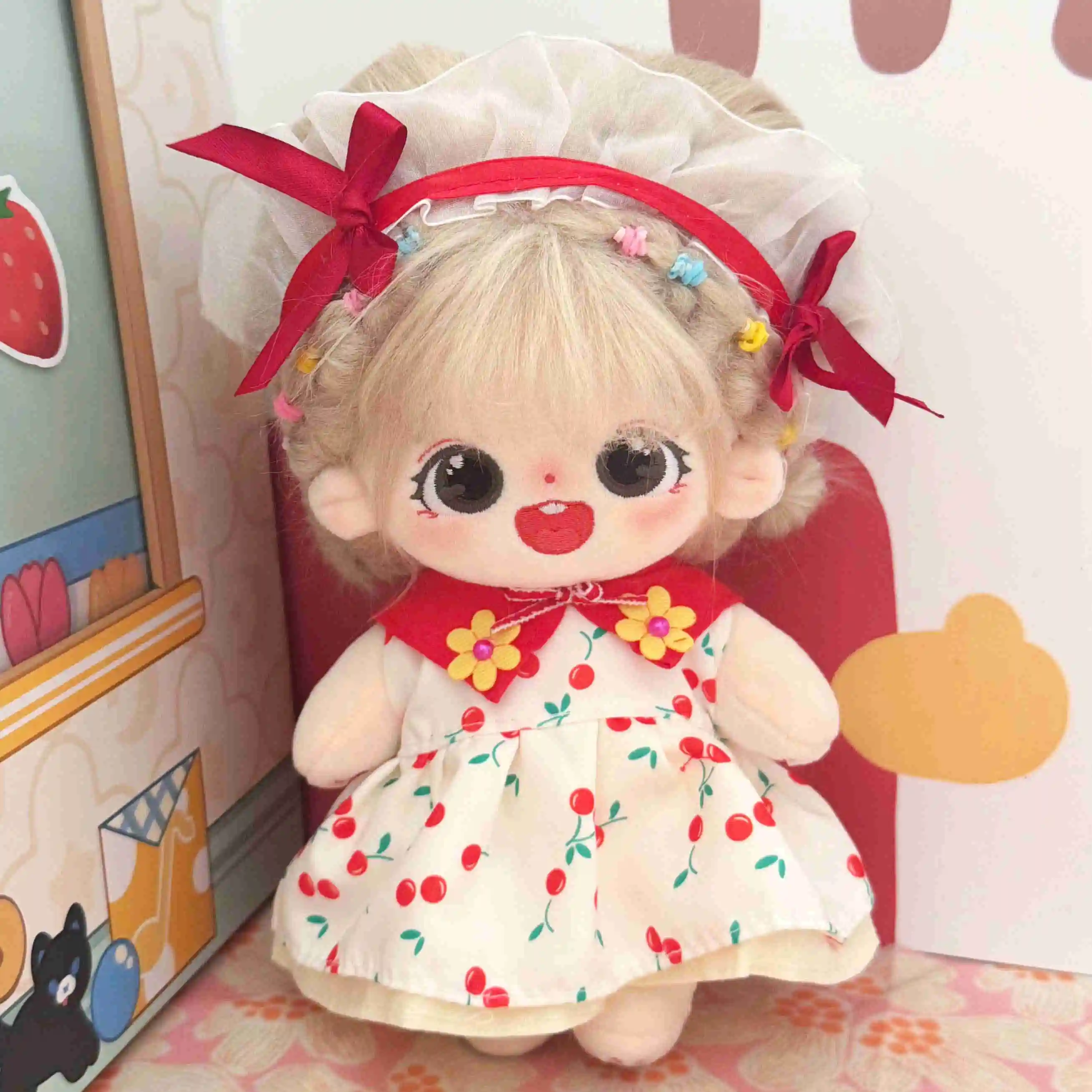 Hot sale custom anime character plushies doll 20cm kawaii cotton doll with clothes