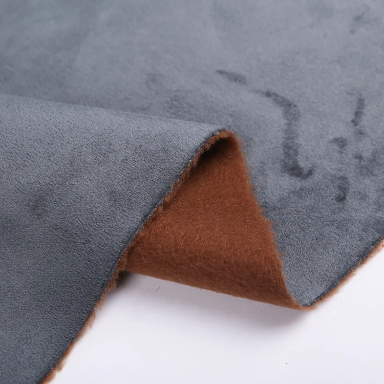 Fire resistant waterproof plain dyed polyester  grey plush velvet fabric living room sofas