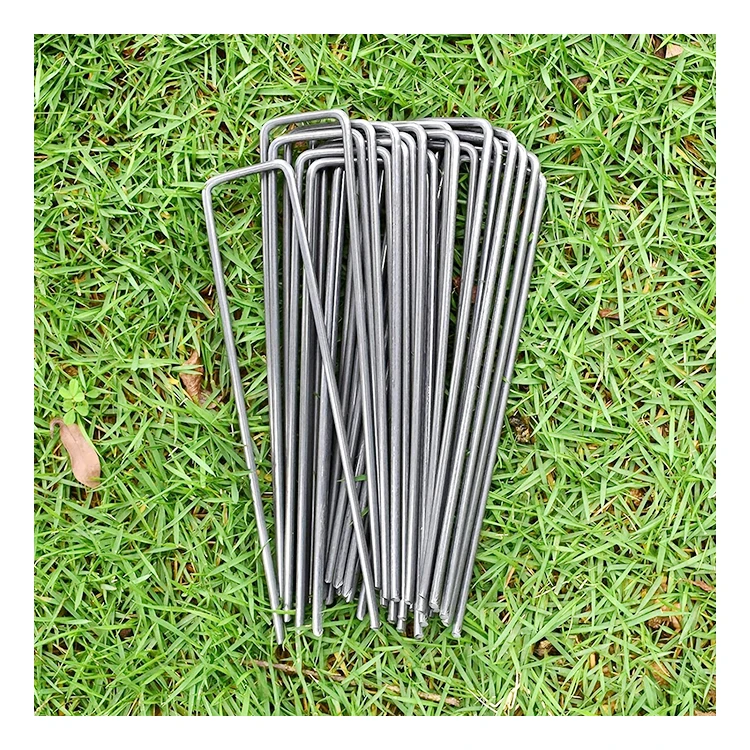 Eco friendly galvanized steel garden pegs 6inch 11 gauge u shaped staples landscape ground pins