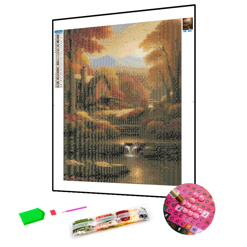 Autumn Scene DIY 5D Diamond Painting Kit Wall Art Diamond Mosaic Painting For Beginners Full Round Drill Crystal Painting