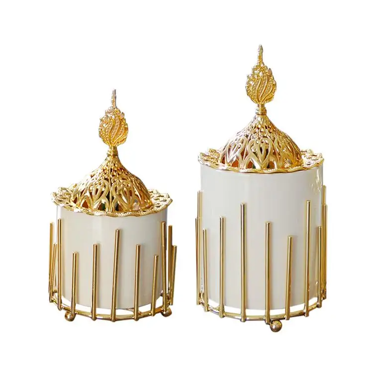 
Incense Burner Handmade Ceramic Censer Incense Holder Vintage Gold Arab Aromatherapy Exquisite Craftsmanship Home Decoration 