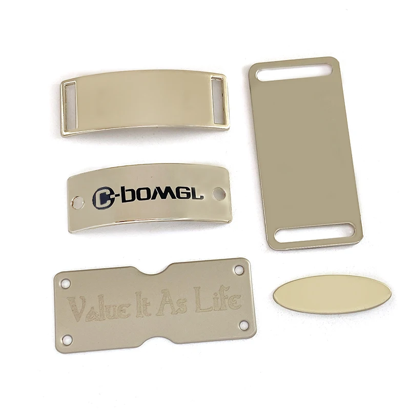 Garment Accessories Custom Square Letter Brand Metal Logo Name Tag Clothing Sewing Labels for Garment /Laser