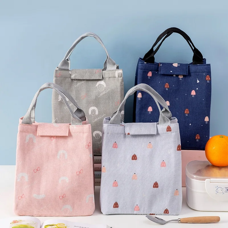 Magic tape lunch box bag set for school with custom logo foldable thermos lunch bag