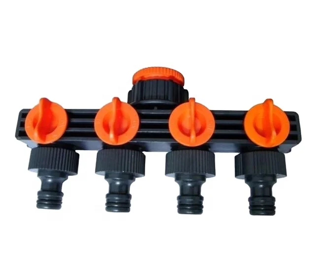 2022 New 3/4 Inch ABS Plastic 4 Way Garden Hose Connector Splitter Universal Tap Adaptor