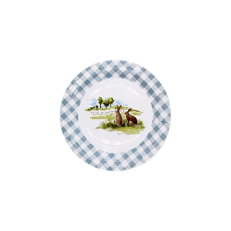Happy Easter Food Grade  disposable round printed paper plates