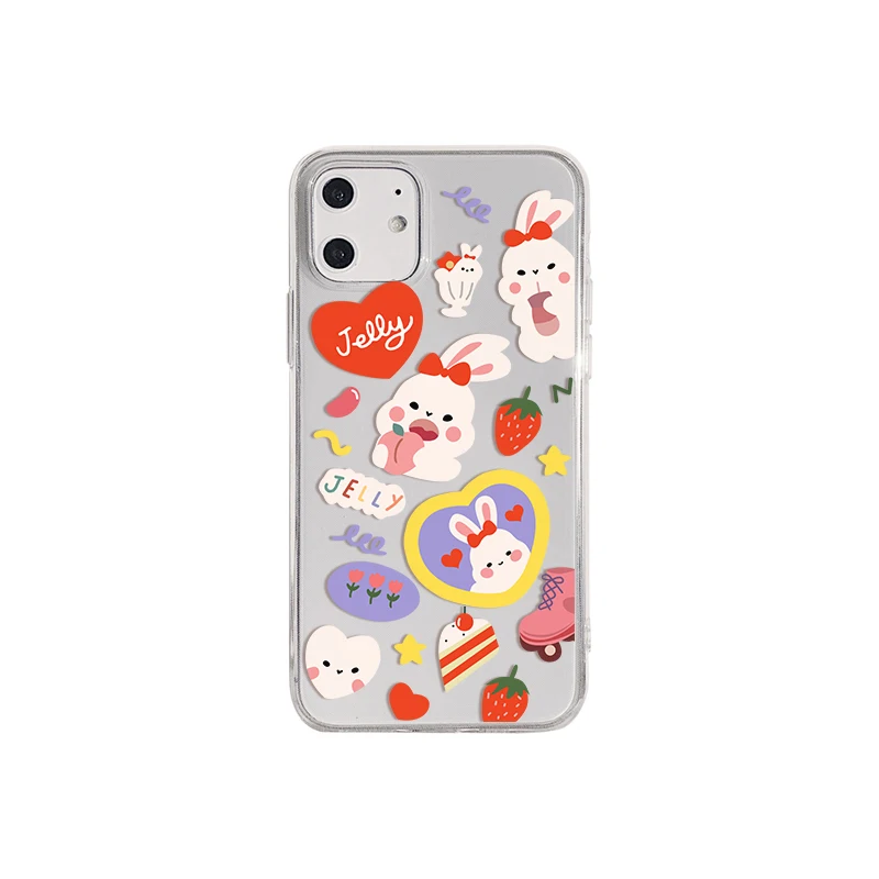 
New Design Unique Bunny With Bow Pattern Universal Tpu I7 8 Plus SE2 X XS 11 Pro Max Phone Case 