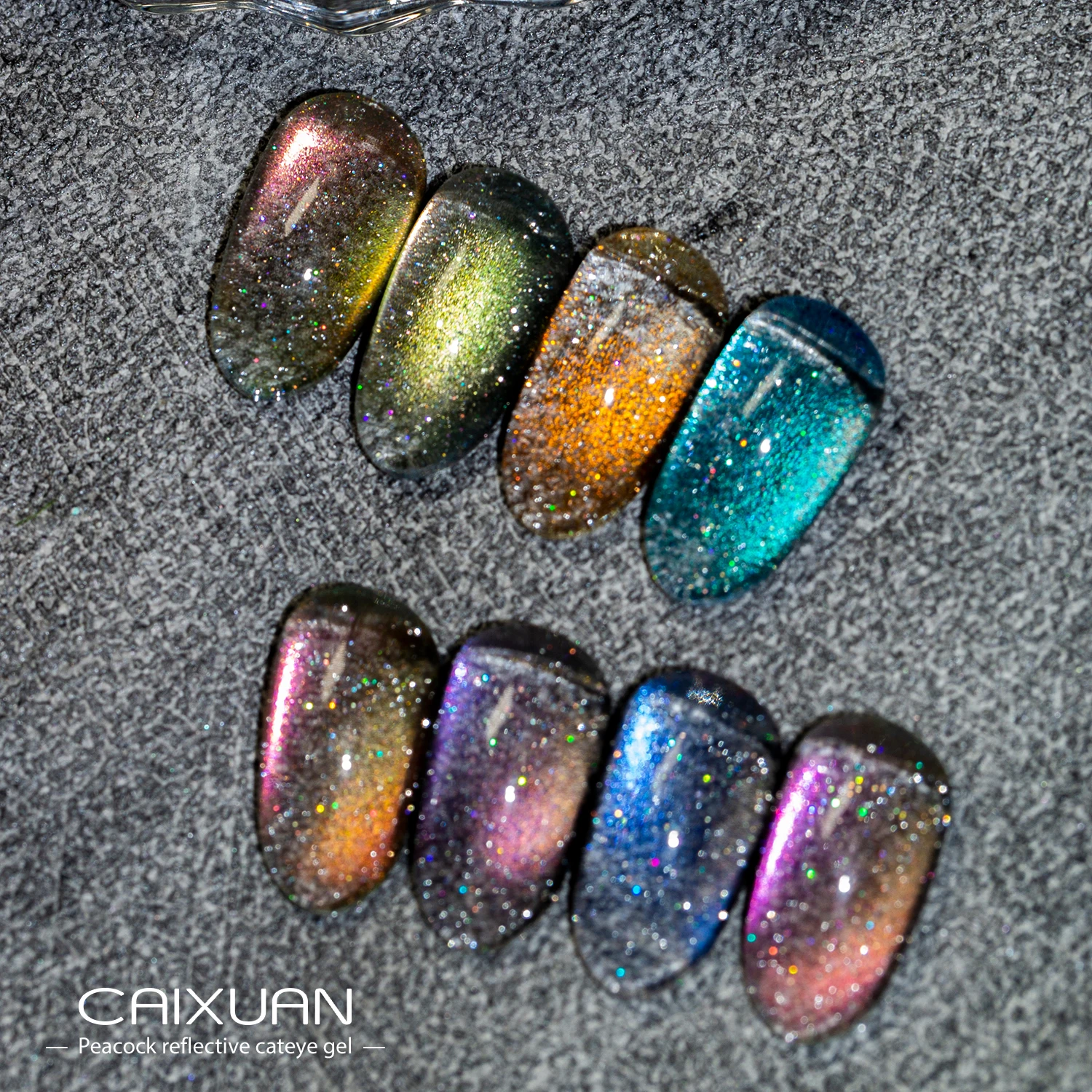 Caixuan NEW Cat Eye Private Label Soak Off Uv Led Gel Polish 1Kg Packing Peacock Reflective Cat Eye Gel