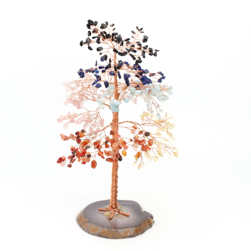 Life Tree Natural crystal Rose Quartz  Rough Gem Stone 7 chakra trees for Home Decoration