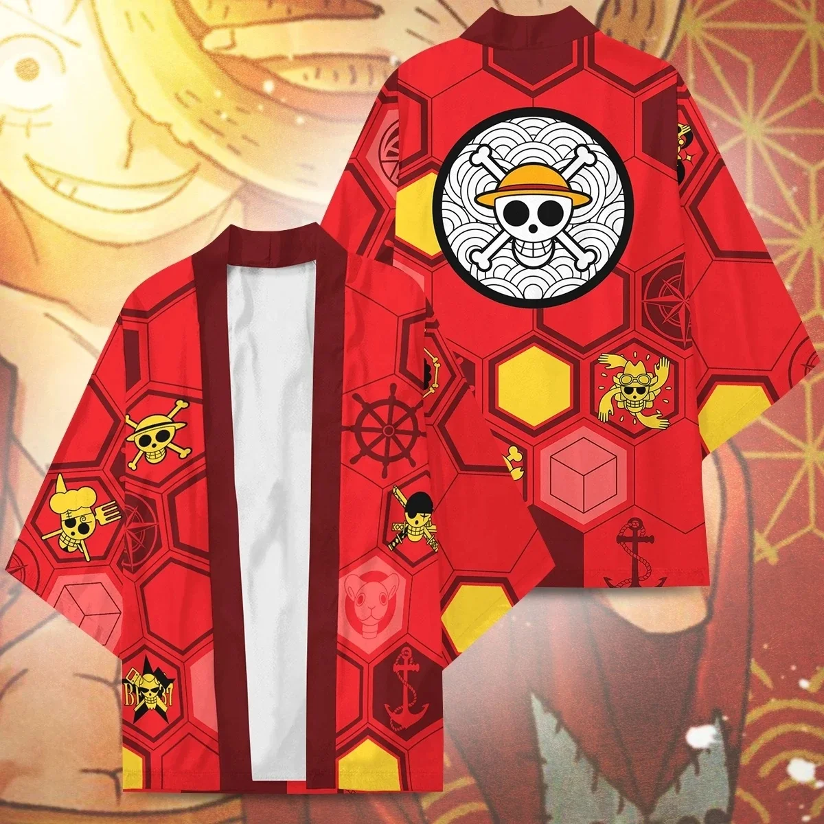 Unisex Anime Cosplay Costume Portgas D Ace Monkey D Luffy Four Emperor Kaido Edward Newgate Logo Printed Cloak Jacket
