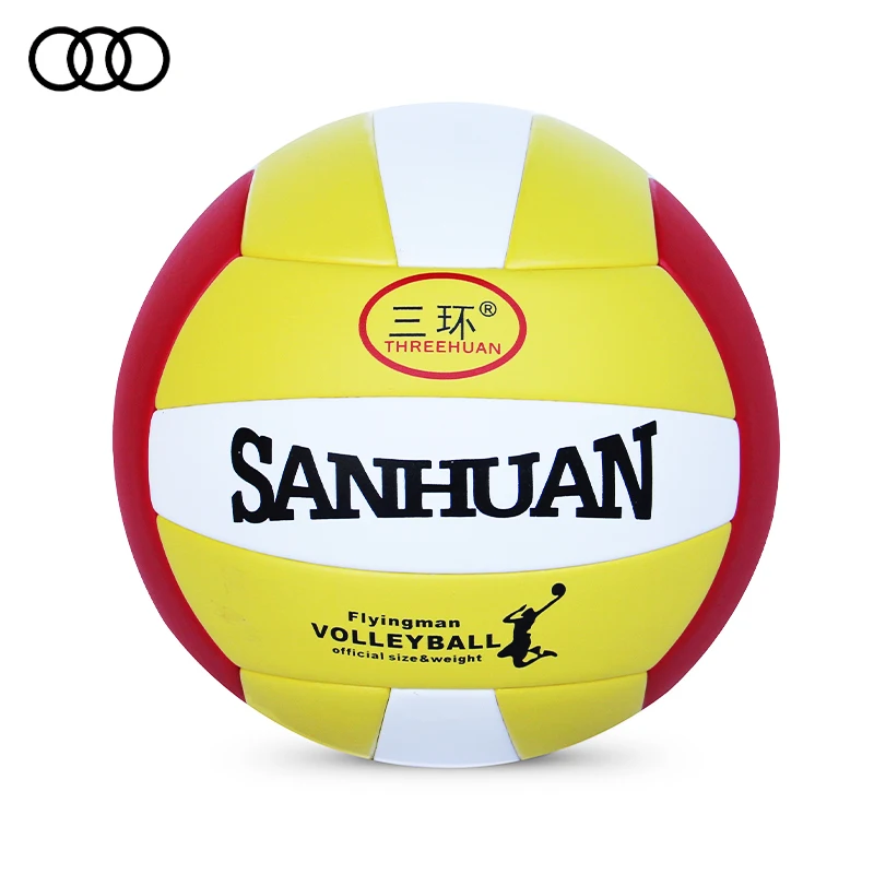 Sanhuan red white and black  volleyball ball custom weighted badminton post Leather ball Size 5/4 volleyball