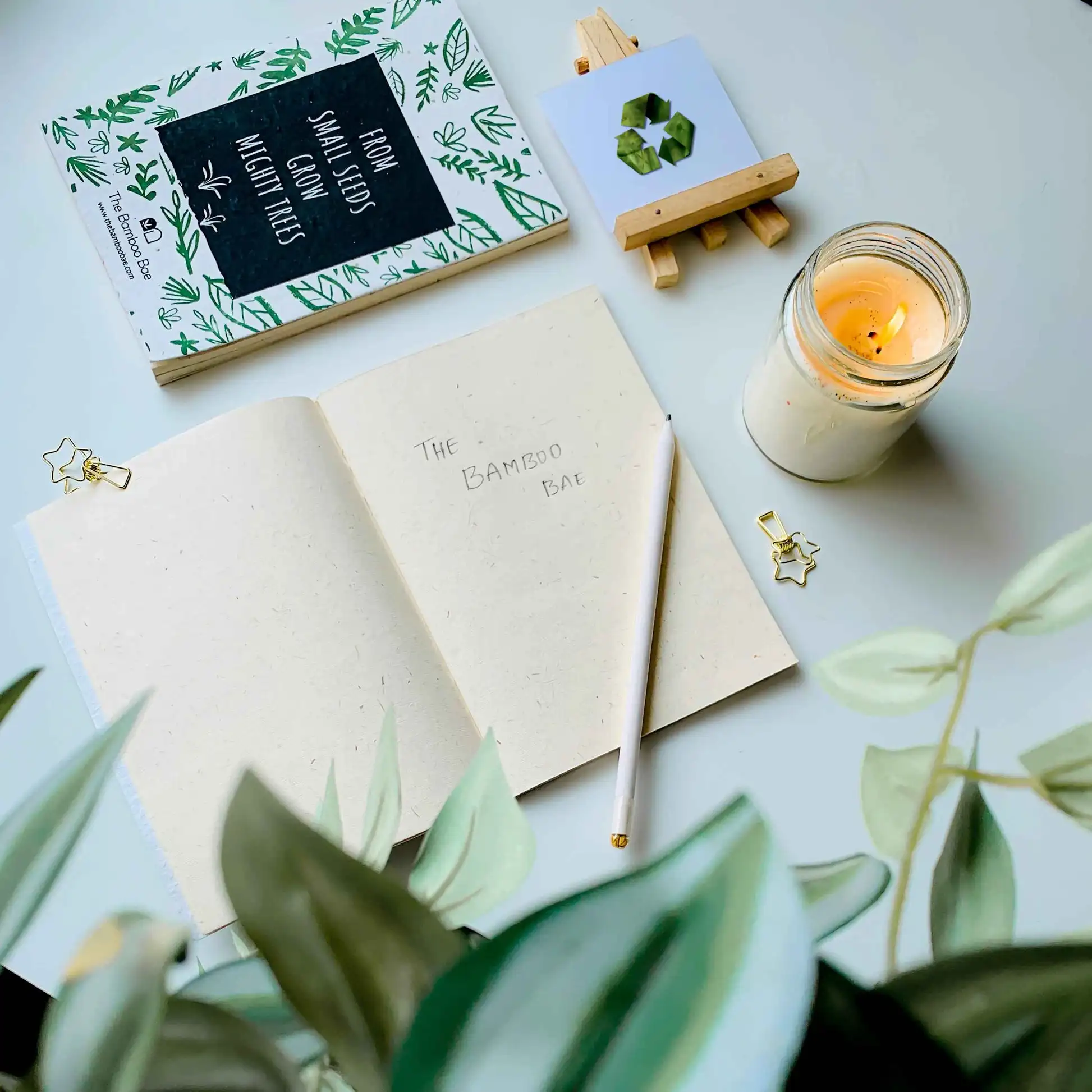 A5 Eco Friendly Notebook Handmade Recycled Paper with  Seed Cover Notepad Plantable pencil with seeds Notebook for gift