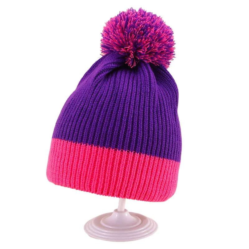Women Pom Pom Hat Unisex Warm Winter Sport Beanie Outdoor Custom Skull Ribbed Knit Ski Cap