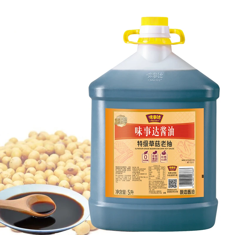 Master Golden Mark Superior Mushroom Soya Sauce Plastic Bottle 5L 169oz Dark Chinese Soy Sauce