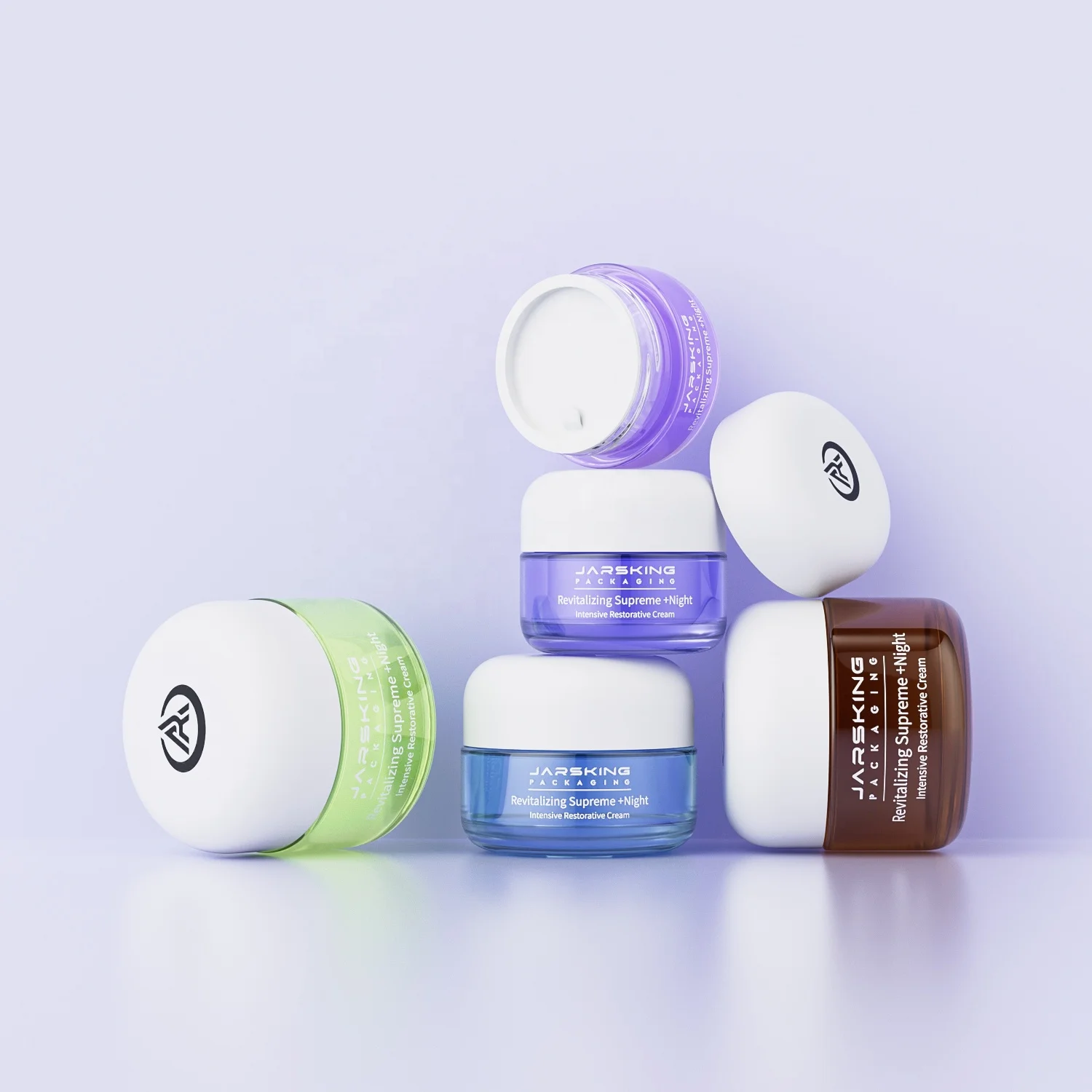 Packaging Container Empty Custom 15g 20g 30g 50g 80g Green Pink Body Butter Face Cream Frosted Cosmetic Glass Jars With Lid