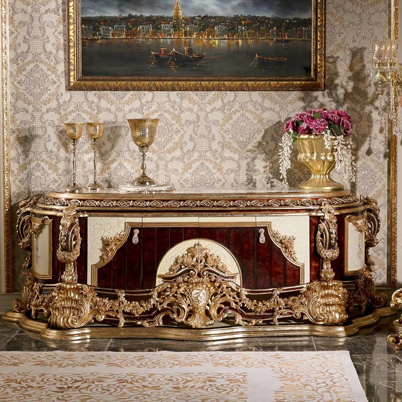  Handmade Carved solid wood TV cabinet luxury furniture French style living room and Bedroom Lockers