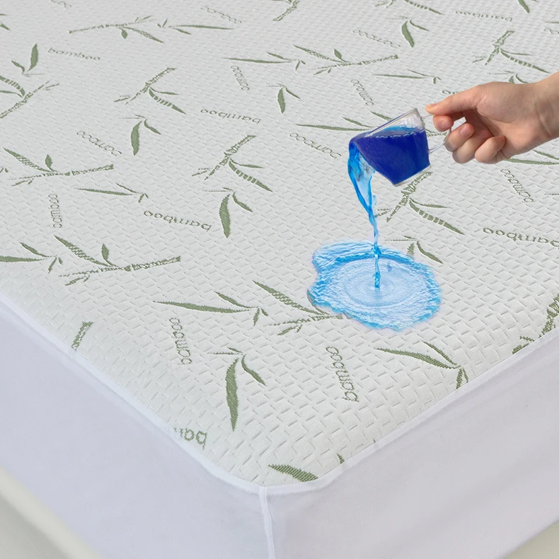 Hot Sale Premium Jacquard Fabric Printed Bamboo Mattress Protector Waterproof Mattress Cover for Queen King Sizes