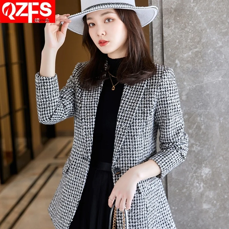 High end woolen suit jacket female autumn and winter 2022 new Slim career brown suit big yards Suit Jacket Women