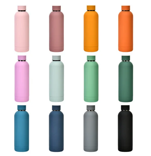 Milk water bottles Rubber paint 304 stainless steel coke bottle vacuum flask outdoor travel straight small mouth sports bottle