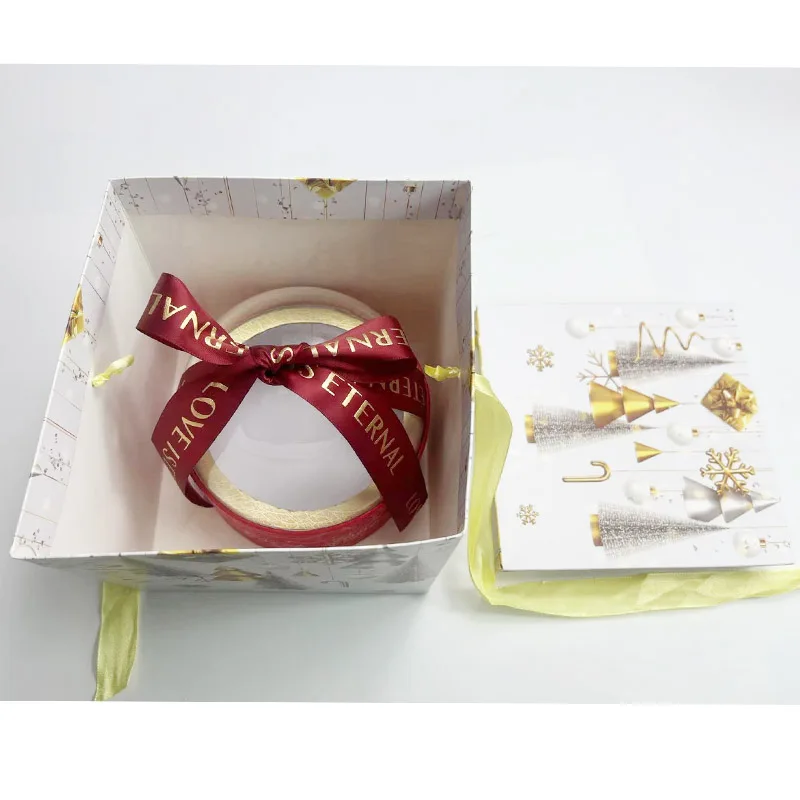 New Design Christmas Treat Gift Wrap Boxes for Holiday Xmas Presents Multi-piece Bronzing Paper Candy Gift Paper Box
