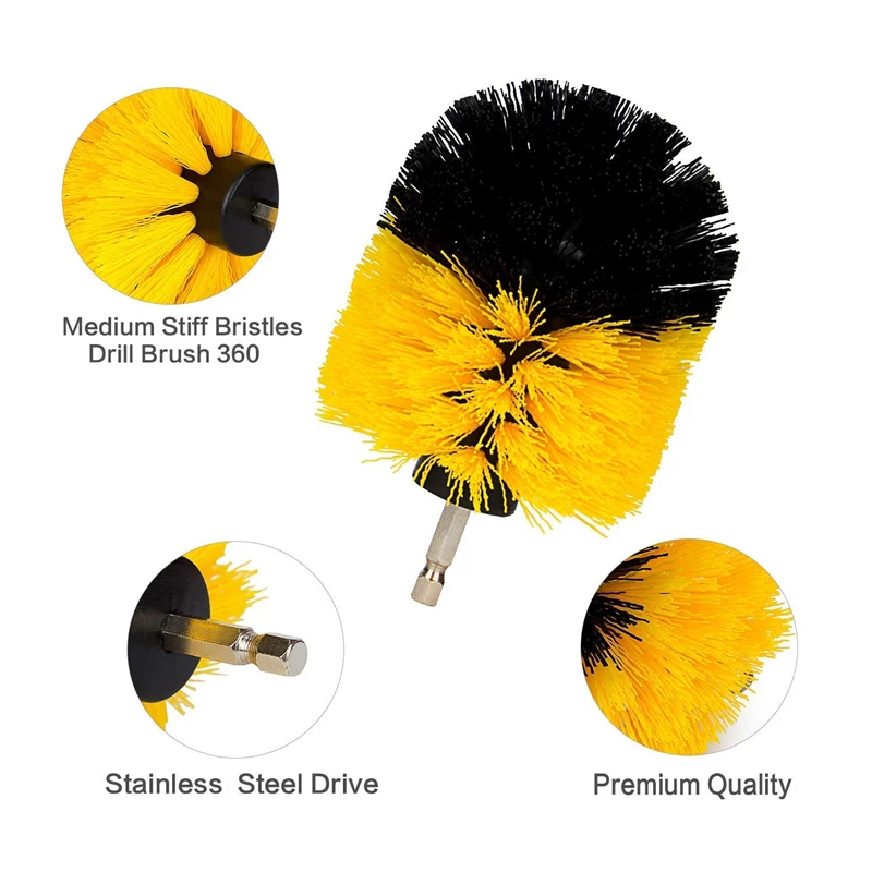 Electric Scrubber Drill Brush Kit Plastic Round Cleaning Brush Nylon Brushes
