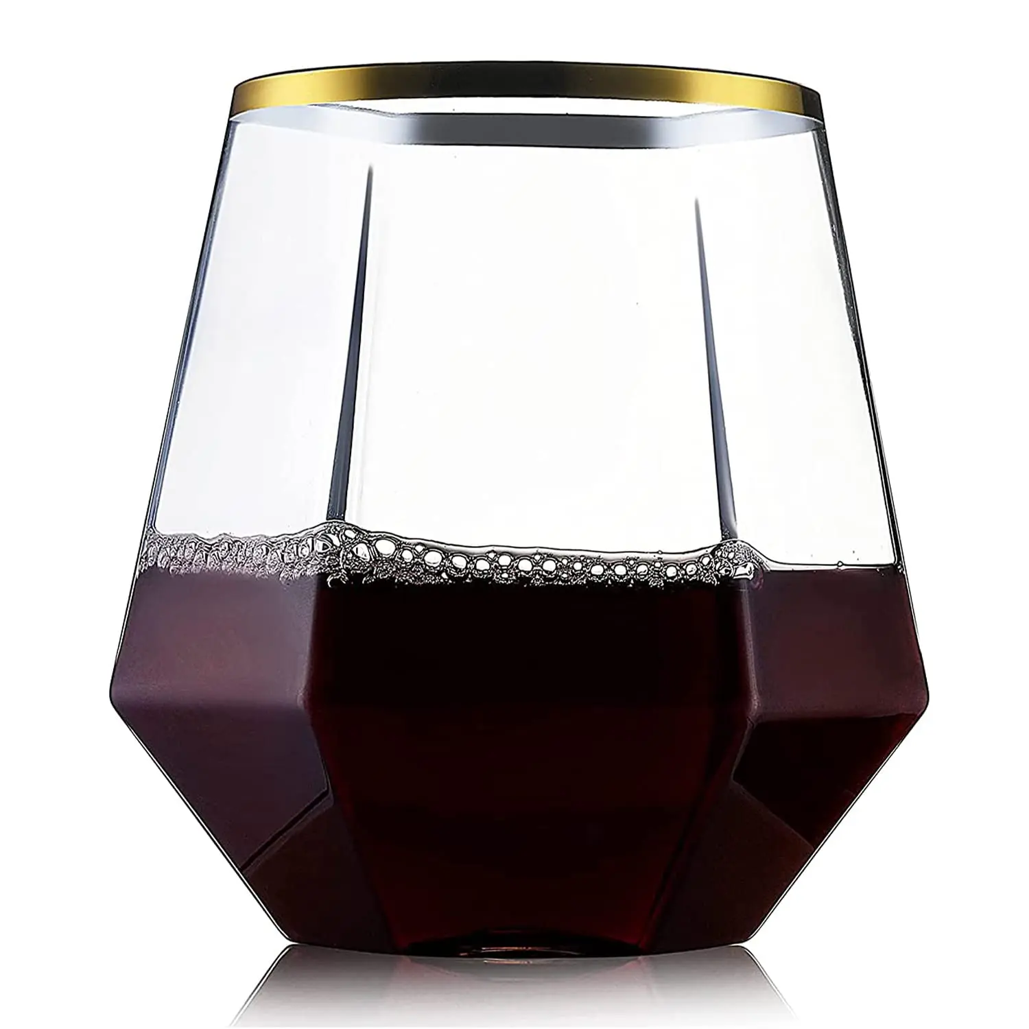 Personalized Logo Diamond Shaped Durable Plastic Stemless Wine Drinking Glasses For Parties