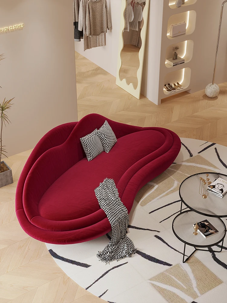 three seat sofa Nordic designer creative personality sofa network celebrity small apartment wave lounge area reception sofa