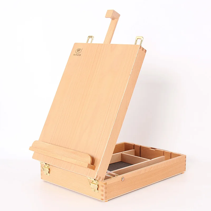 Creative Beech Wood Easel With Paint Box Oil Painting Rack Paint Tool Case