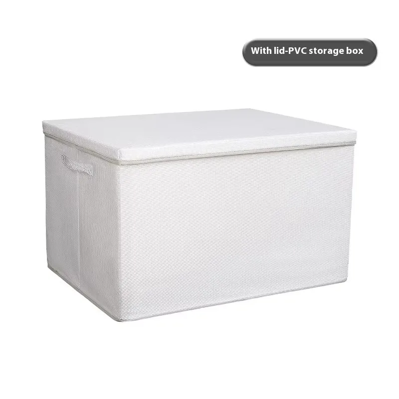 Dorm Room Large PVC Stackable Linen Fabric Closet Boxes White Color Collapsible Storage Bins With Foldable Lids Handle