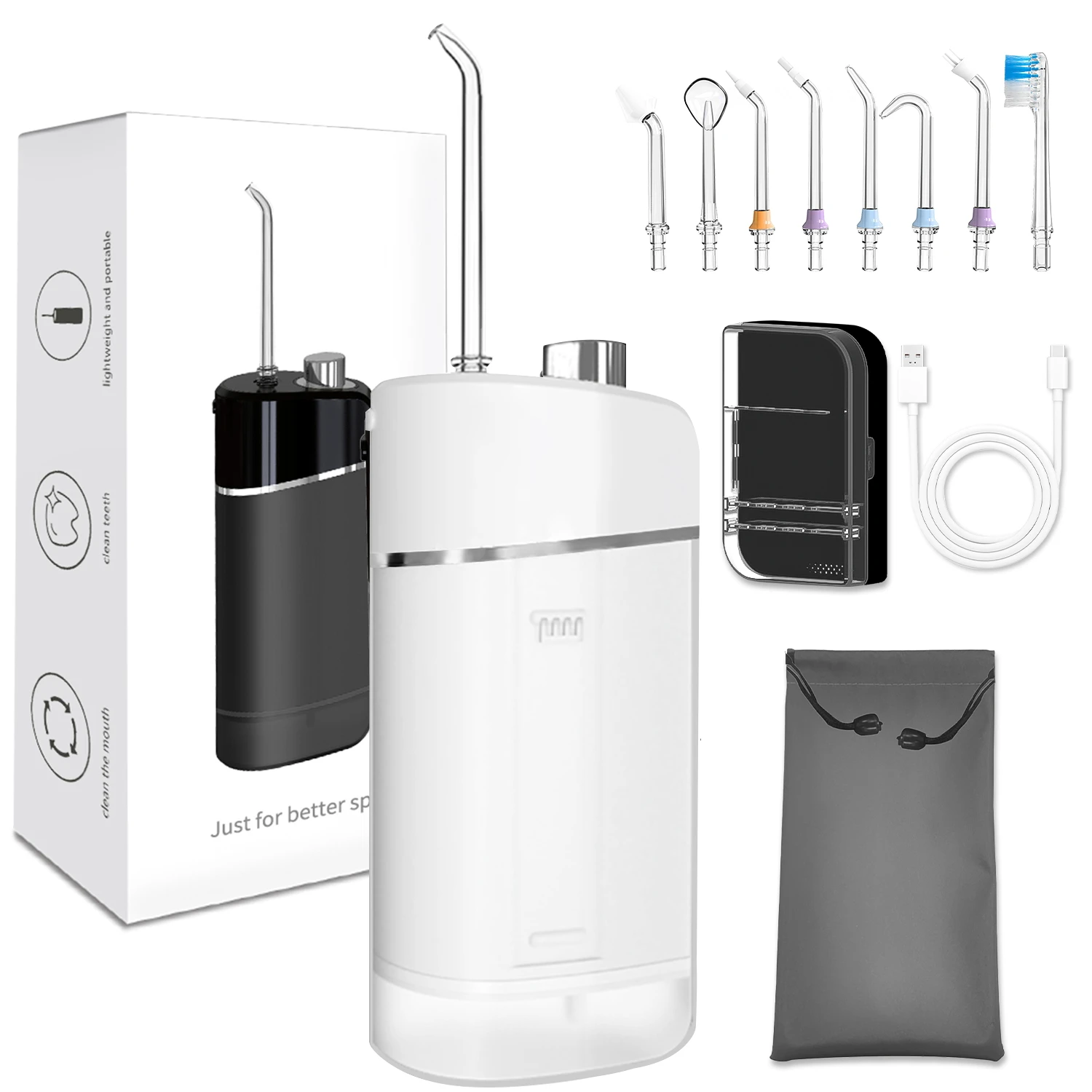 Private Black White Label Dental Teeth Whitening Tooth Cleaning Oral Cleaner Irrigator Ultrasonic Scaler Irigator Water Flosser