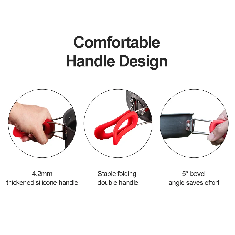 Kingpool Portable Outdoor Camping Non Stick Picnic Folding Travel Hiking Cookware Mess Kit Aluminum BBQ Cook Pot and Pans Set