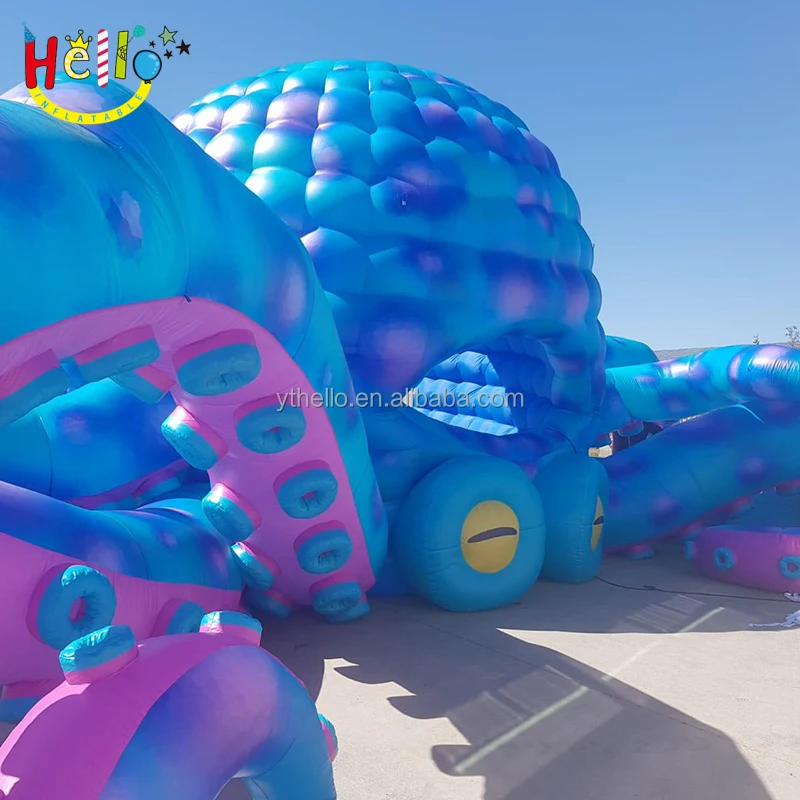 Advertising event inflatable cartoon blue octopus LED light model Inflatable DJ octopus stage for decor