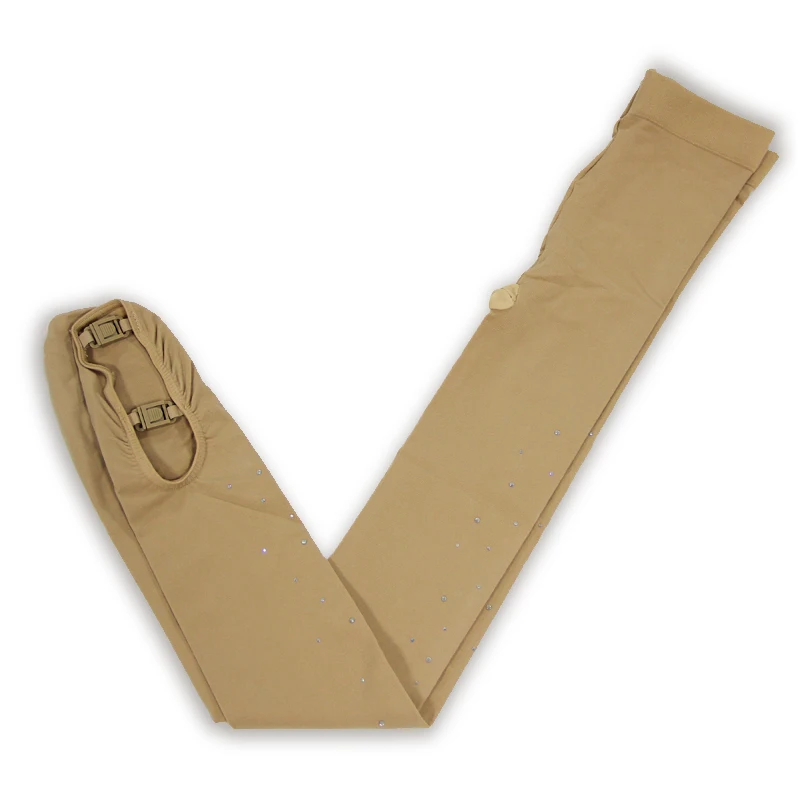 JW Wholesale Professional Adult over the boot Ice Skating Tights with Rhinestone fitness skating