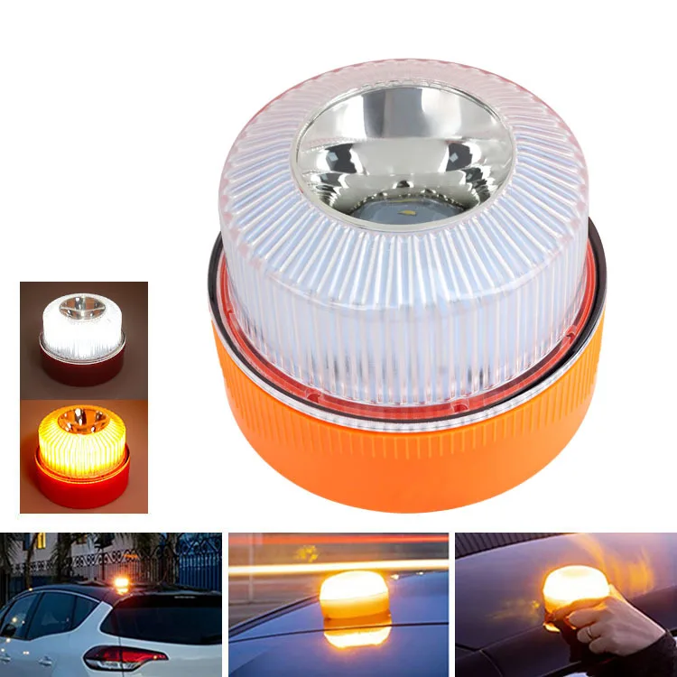 Strong magnetic battery bottom car warning traffic flash LED white emergency light