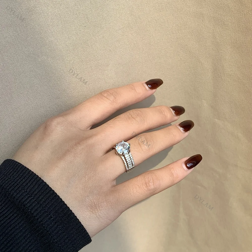 Dylam Silver Band Rings For Her Unique Wedding Locket Ring Couple Design Dainty Bands Original Engagement Lab Created Diamond