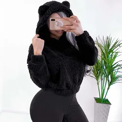 Fall Winter Clothes New Sports Solid Color Sweater Hoodies Women Pullover Hoodies