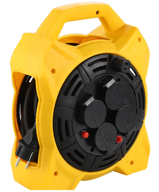 25M Outdoor IP44 Four Ways Sockets Cable Reel with 18W LED Work Lamp