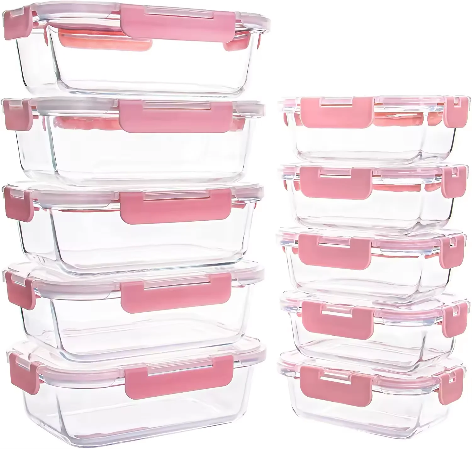 5,10 Pack Glass Food Storage Containers, Glass Meal Prep Containers with Lids Leak Proof, Microwave & Freezer Safe