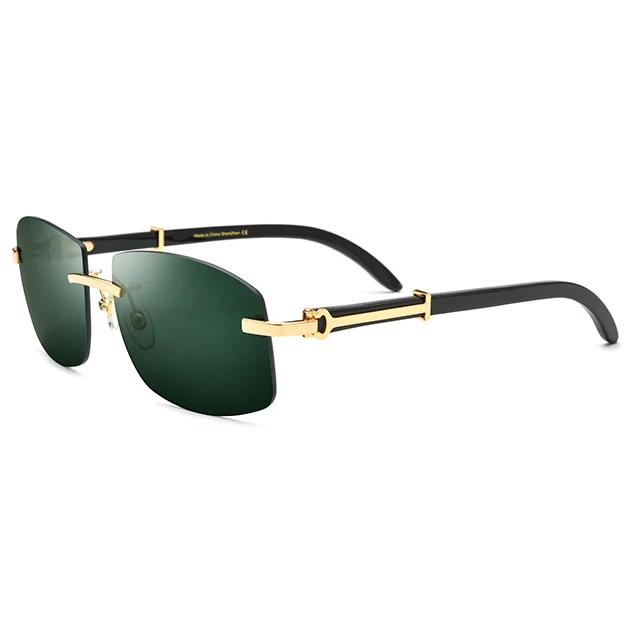 Rimless Square Glasses Women Buffalo Horn Eyeglasses Frames Mens Nylon Buffs Sunglasses Luxury Eyewear 150259