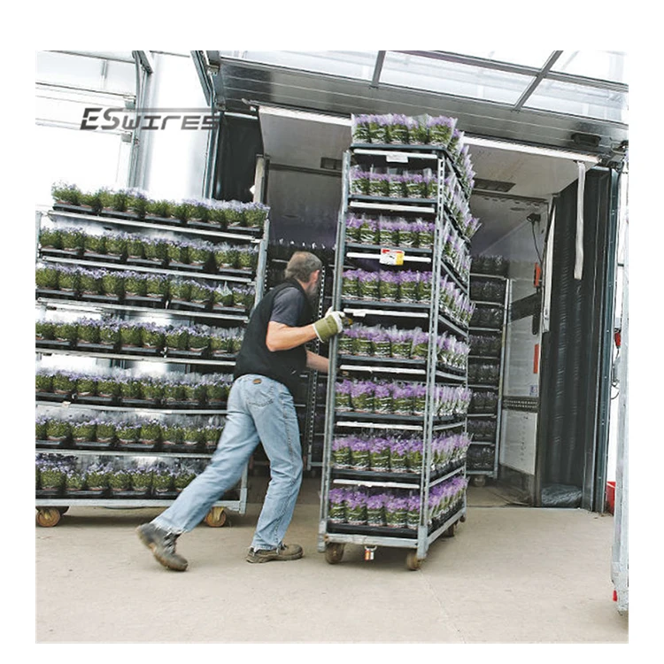 Greenhouse galvanized adjustable detachable storage transport flower plant nursery rack on wheels