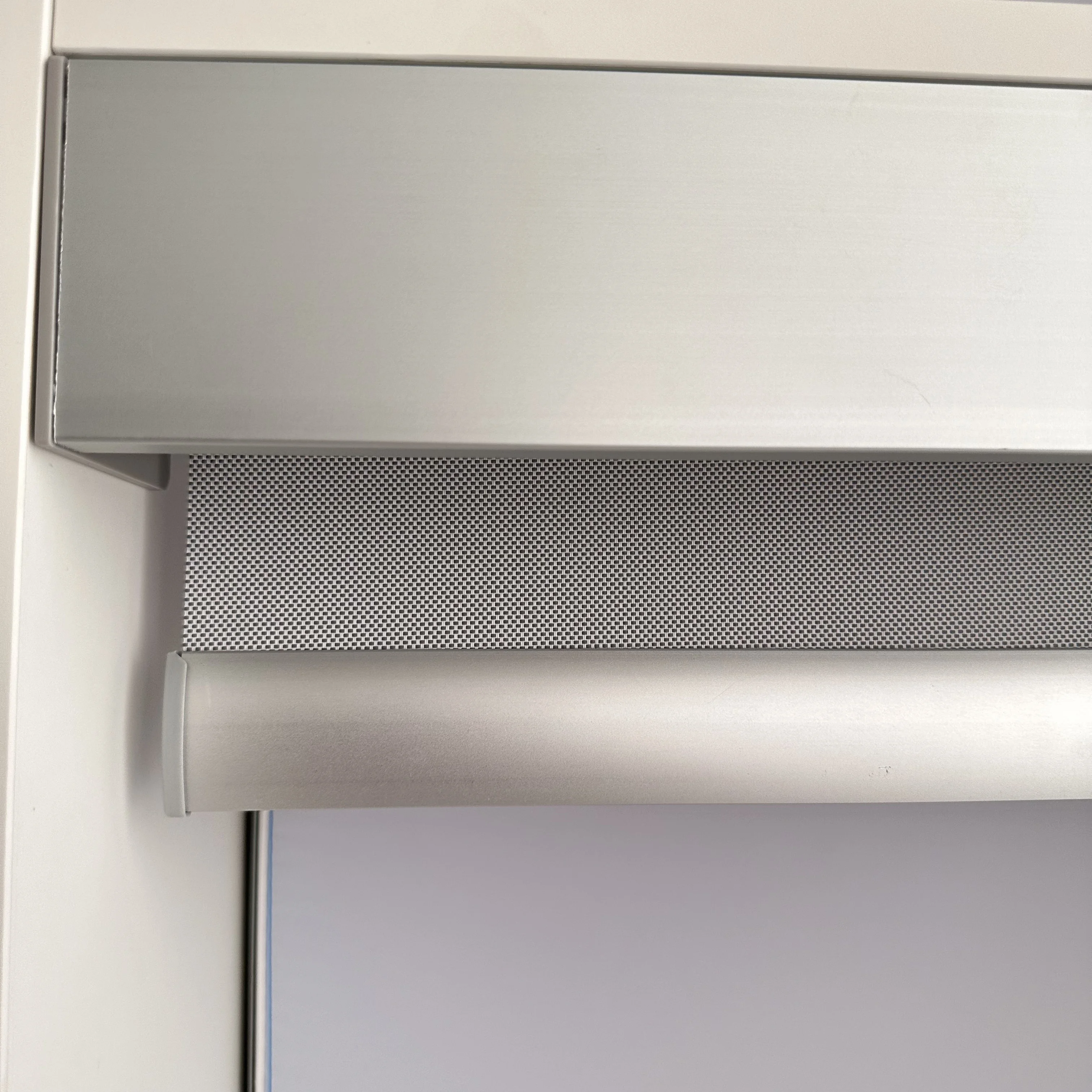 Square anodized silver cassette solar roller blind shade for Canada