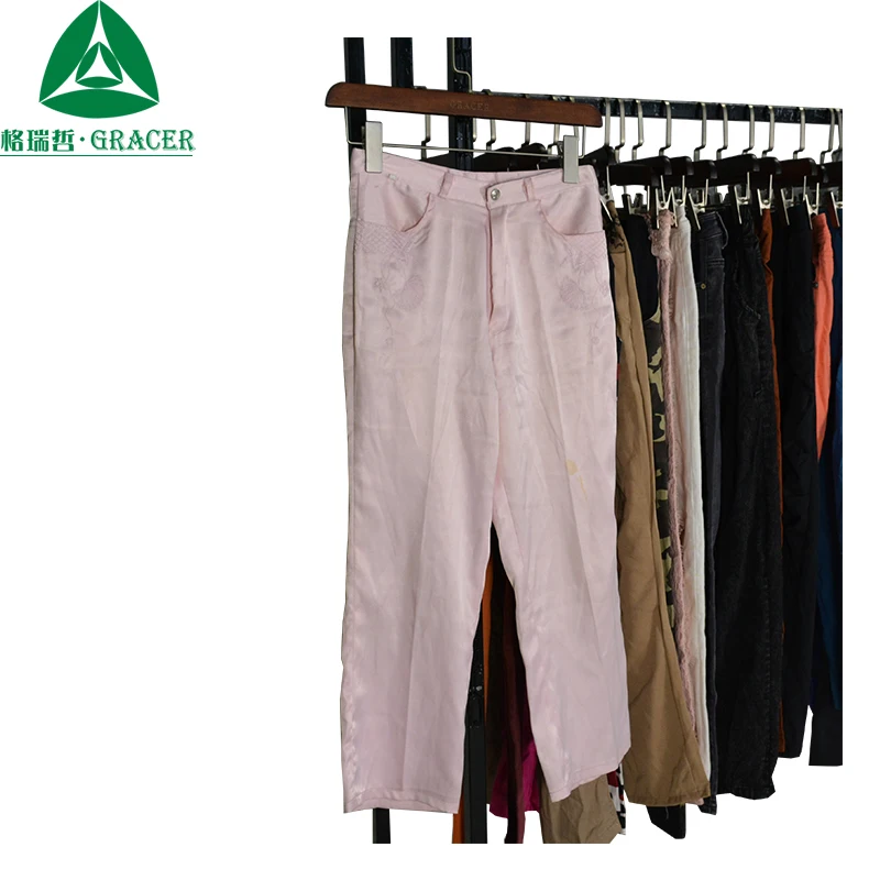 Cheapest second hand summer colorful cotton pants 20ft container used clothes in bales for sale