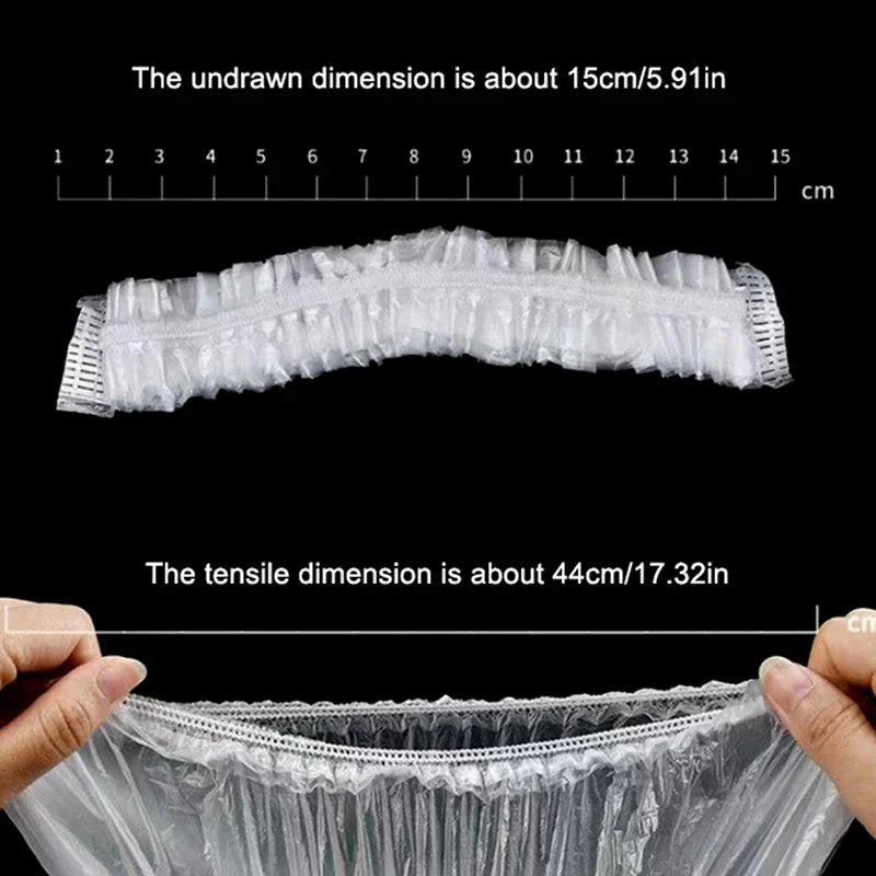 100pcs Disposable Shower Caps Bathing Bathing Waterproof Adult Hair Drying Caps Dustproof Plastic Head Covers for Men and Women