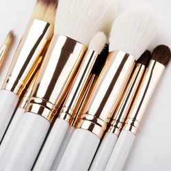 Superior-quality Natural Hair Makeup Brushes 10 Pcs White Silver Makeup Brushes with Makeup Bag