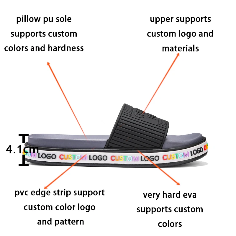 2024 Low Moq Custom Eva Slides Slipper Logo Mens Slides Slippers Custom Sandals With Logo