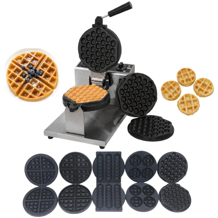 Interchangeable Plate Commercial Egg Bubble Waffle Maker Egg Puff Making Machine for American Market