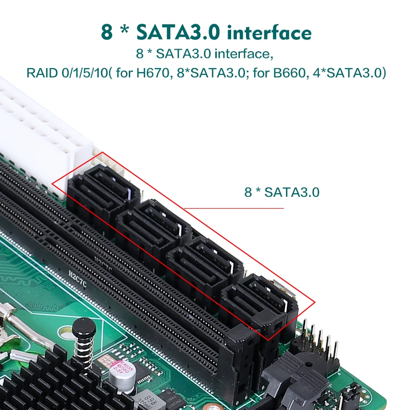 x86 Motherboard 12th Gen Alder Lake-S 8*SATA3.0 Nas Motherboard LGA 1700 H670/B660 ATX 2*DDR5 64GB Itx Motherboard