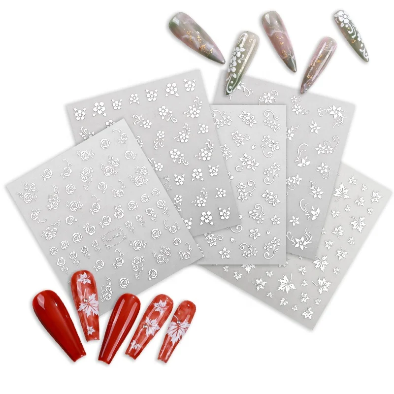 Showyboo Factory Price Wholesale Snowflake Nail Sticker White Petal Christmas Designs Nail Decals Tomoni Nail Sticker