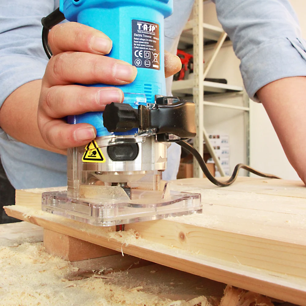 220V 600W Electric Trimmer 6.35mm Collet Mini Wood Router Woodworking Tools