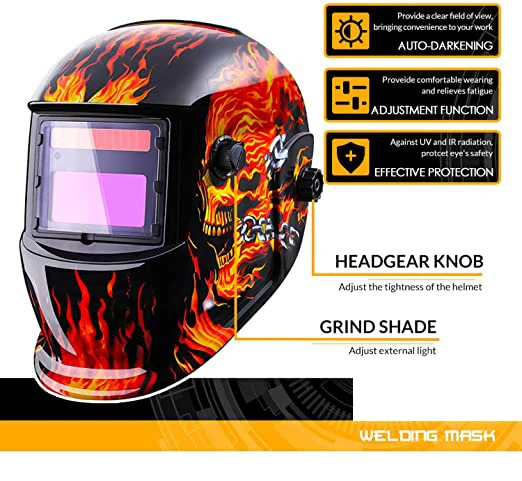 BONAWELD True Color Solar Powered Auto Darkening Welding Helmet, Wide Shade 4/9-13 for TIG MIG ARC Weld Hood Helmet