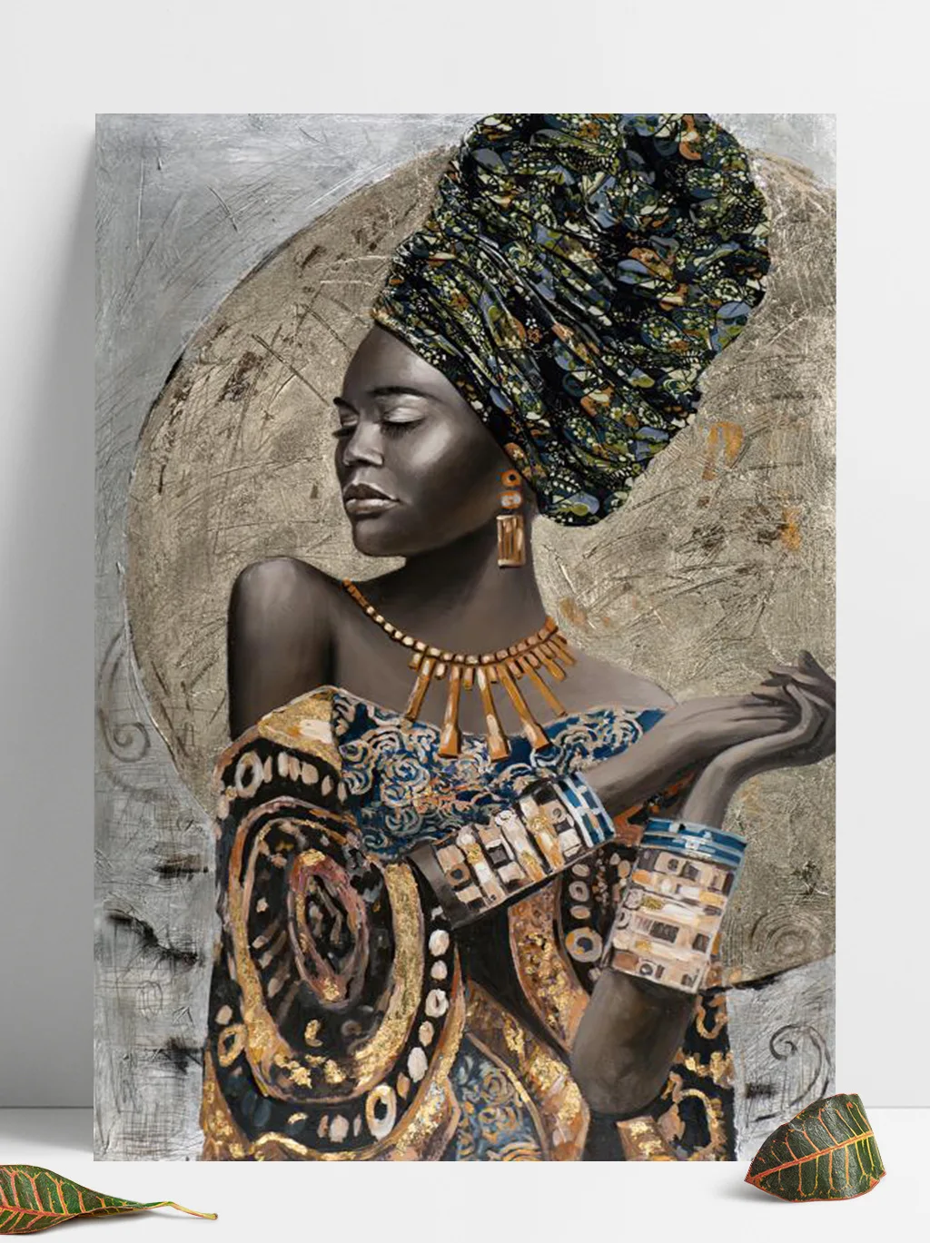 Hot sale decorative figure painting large size waterproof canvas crystal porcelain painting